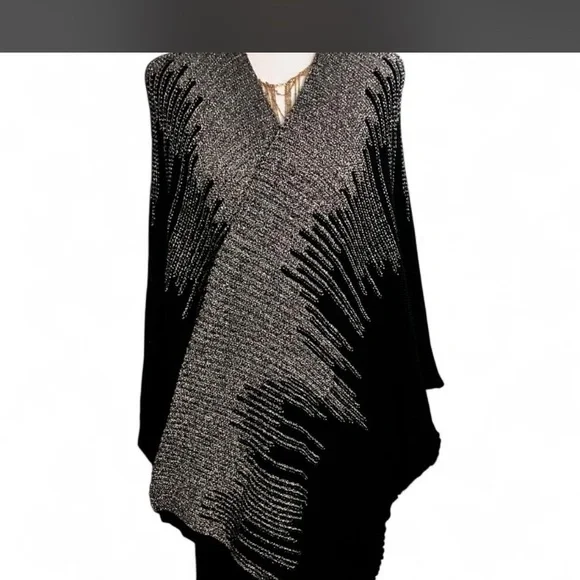 Elegant Black and Silver Women's Shawl - Picture 6 of 9